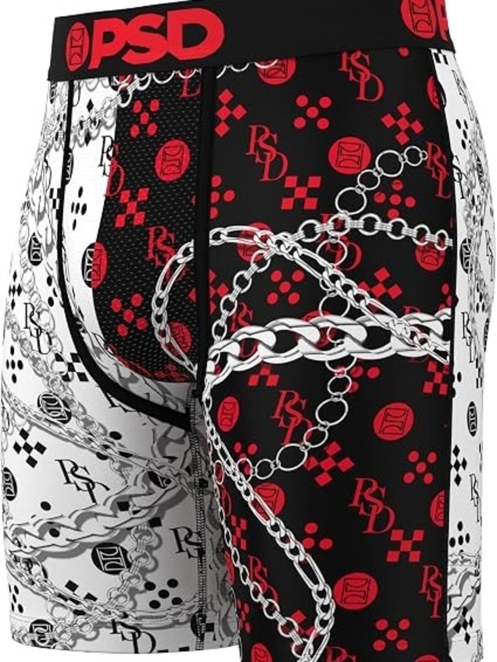 PSD Black, Red & White Chain Print Boxer Briefs